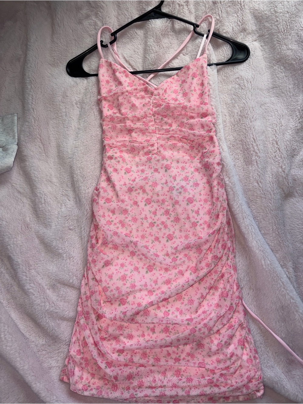 Pink Floral Ruched Slip Dress